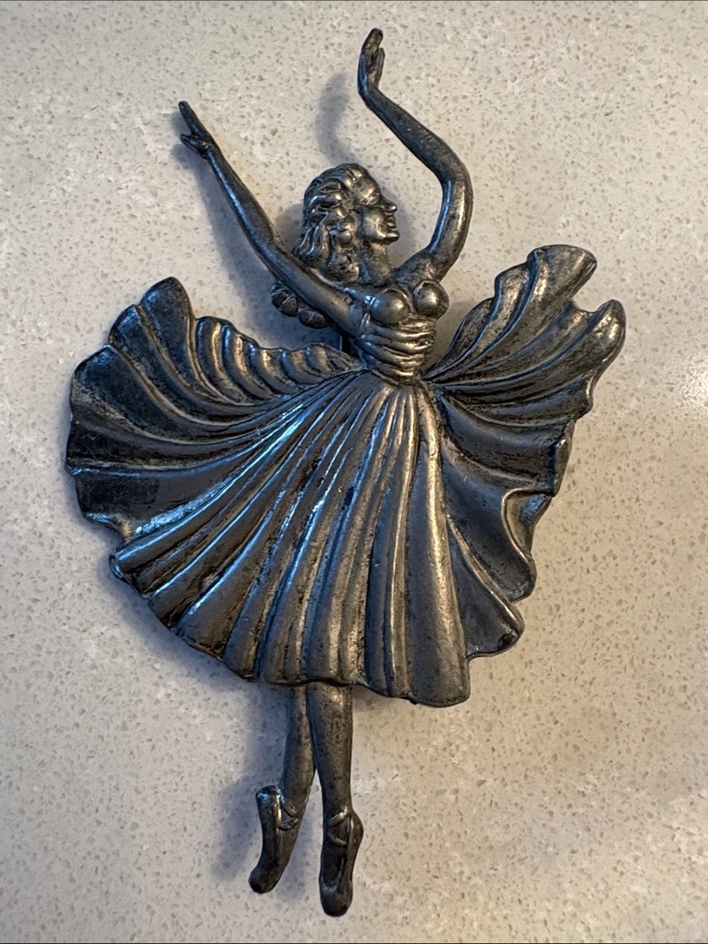 Vintage Silver Tone Ballerina Brooch Pin Balletcore